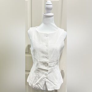 White Sleeveless Button-Down Top